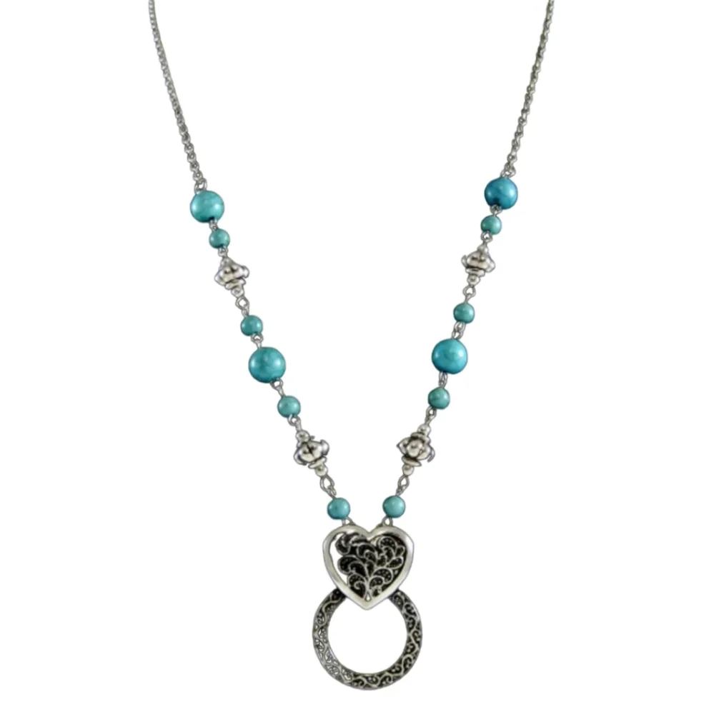 EYEGLASS/ID HOLDER TURQUOISE NECKLACE - Picture 1 of 6